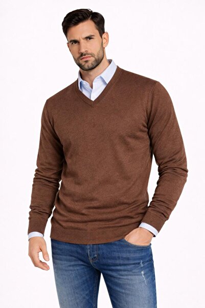 BAGİSTA BUTİK Men's Basi̇c Thin Knitwear Four Seasons V-Neck Sweater