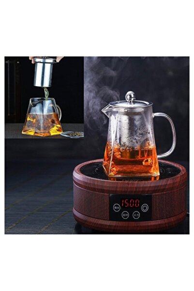 cc bin shihon Clear glass teapot with strainer, square-shaped borosilicate glass teapot with 400ml tea filter
