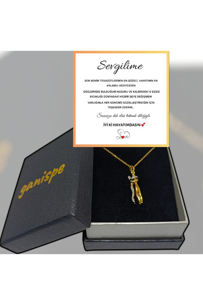 Kadınlar Gününe Özel ''Sevgiliye'' Hug Me Sarıl Bana Kolye | Anlamlı Notlu ve Hediye