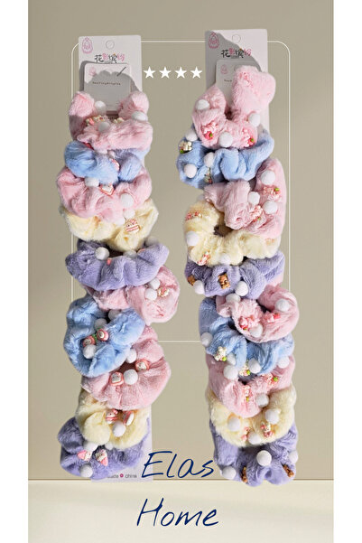 ELAS HOME Girl's Buckle Plush Colorful Soft Rubber 2 Pieces