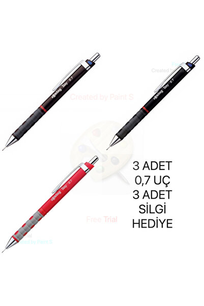Rotring Versatil Tikky 0,7 Uçlu Kalem BORDO SİYAH KIRMIZI 3 ADET SET / 3 UÇ 3...