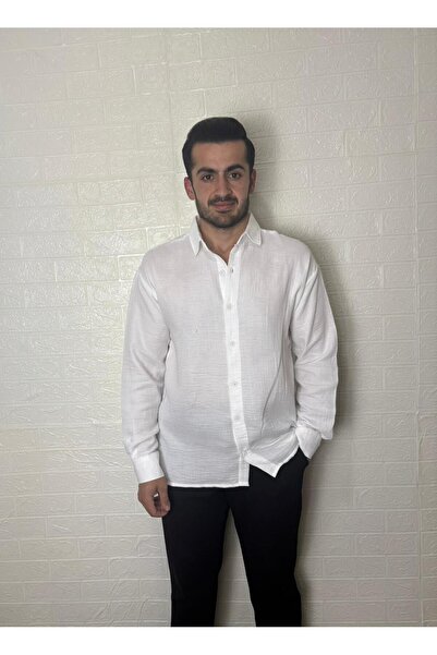 Butik Men's Muslin Linen Long Sleeve Shirt