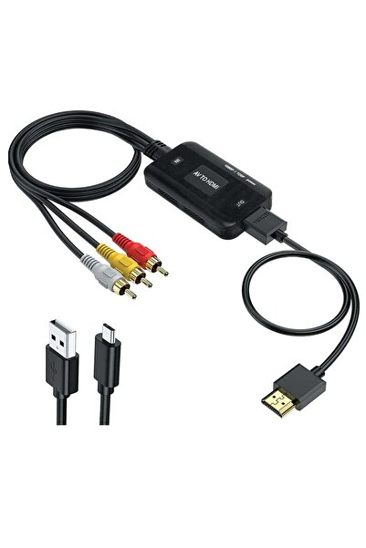 Generic RCA to HDMI Converter, Composite AV Adapter Male, 1080P Support for PS1, PS2, PS3, Xbox, VHS, VCR, B