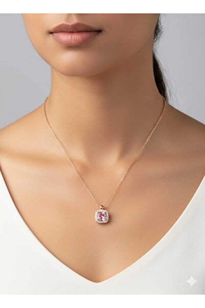 Clariss Kare Kesim Zirkon Taşlı Rose Mor Beyaz Renk Seçenekli Kaliteli Pirinç...