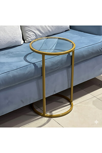 Terdest Gold iron service table with clear glass