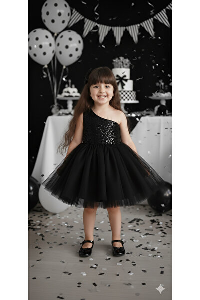 Tinypeople Children's Black Birthday Dress Sequin Evening Dress Sequined Chil...