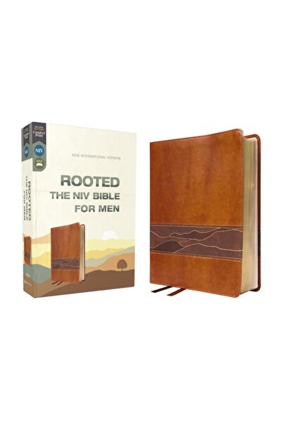 Zondervan Înrădăcinate: Biblia NIV pentru bărbați, piele moale, maro, imprime...