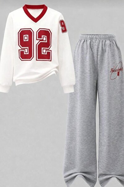 Kids Çocuk 92 Baskılı V Yaka Alt Üst Takım