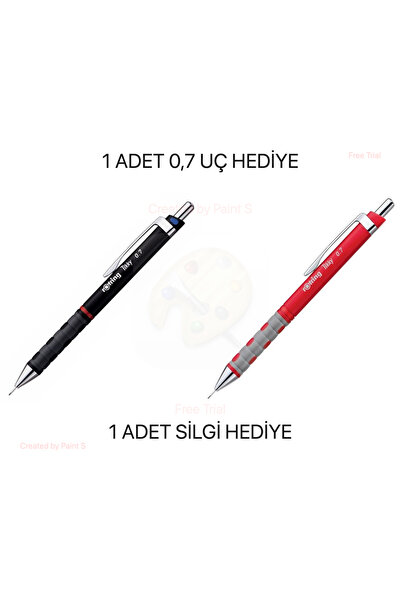 Rotring Versatil Tikky 0,7 Uçlu Kalem SİYAH KIRMIZI 2 ADET SET / 0,7 UÇ VE Sİ...