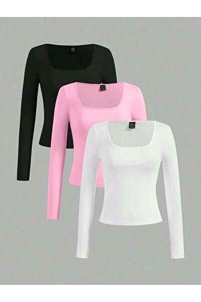 PALPİTO Γυναικείο βαμβακερό κορμάκι με μακρύ μανίκι και λαιμόκοψη σε 3 χρώματα