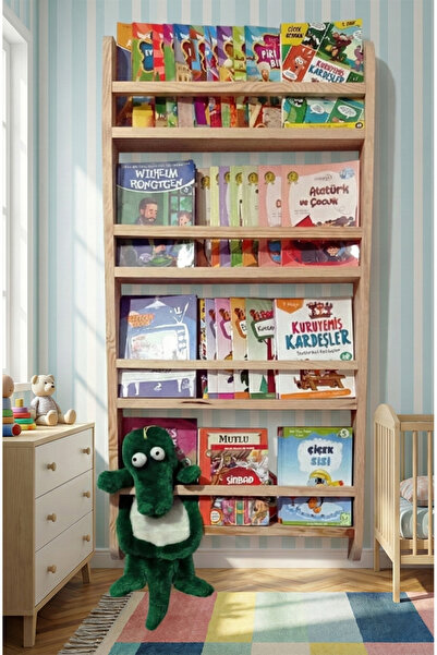 HMG DEKOR Kitaplık Çocuk Odası Eğitici Kitaplık Bebek Odası Montessori Ahşap ...
