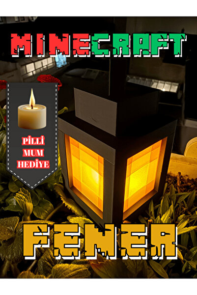 katre flowers Minecraft Fener Lamba - Gamer Hediyesi - Pilli Mum Dahil Dekora...