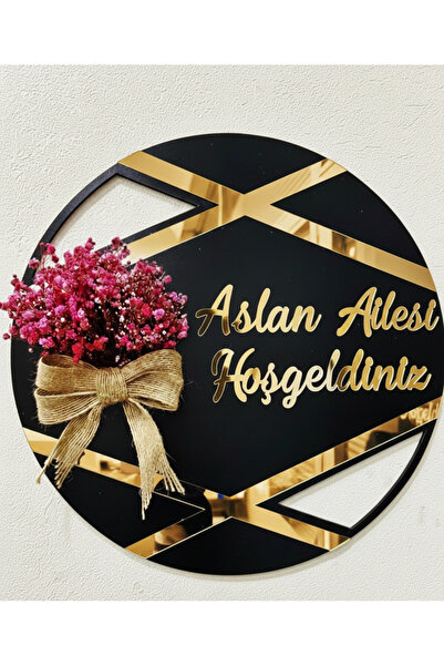 PAŞAOĞLU PLEKSİ Yapışkansız ipli Kapı Süsü Kişiye Özel Isimli Dekoratif Gold ...