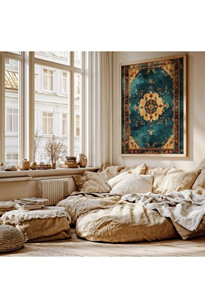 Esci Design Framed Ethnic Pattern Vintage Painting - Carpet Pattern Painting - Islamic Painting - Arabic Painting - Religious Painting