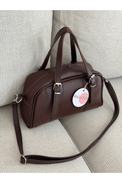 BAGLOVİS Small Brown Handbag and Crossbody Bag with Strap Buckle Detail En26 Boy16