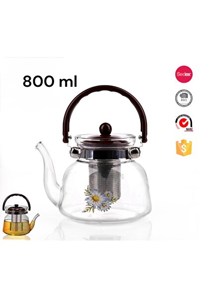 cc bin shihon Glass teapot with plastic handle, heat-resistant glass teapot, 800ml capacity