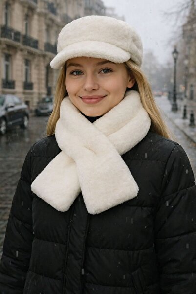 MARBERRY Παιδικό σετ 2 τεμαχίων από βελούδινο καπέλο και κολάρο με μαλακή υφή...