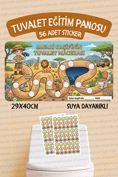 alışveriş kurdu Educational and Fun Safari Explorer Toilet Training Sticker B...
