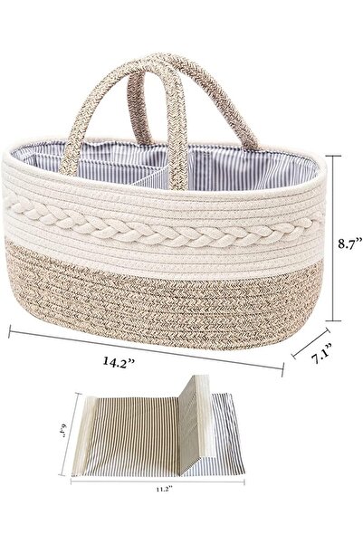 Beaufy Baby Storage Basket Cotton Rope Woven Diaper Nursery DIY Basket