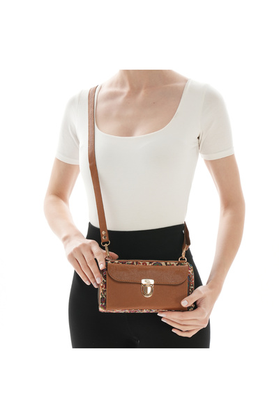 MissBag Kadın El Yapımı Etnik Desenli Telefon Gözlü Fermuarlı Çapraz Askılı B...