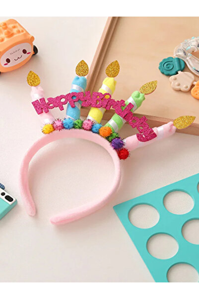 D&D Storee Doğum Günü Konseptli Mum Figürlü Happy Birthday Yazılı Renkli Taç