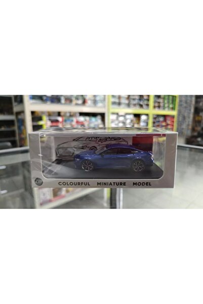 CMM نموذج سيارة أودي RS7 سبورتباك الأزرق بمقياس 1:64 من سي إم - هيكل معدني، قطعة للجمع مع حامل