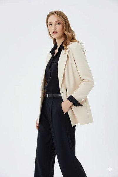Generic Brand Oversize Two Button Women's Blazer Jacket
