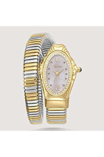 Louis Nice Luna Pearl watch in silver and gold with a mother-of-pearl white dial