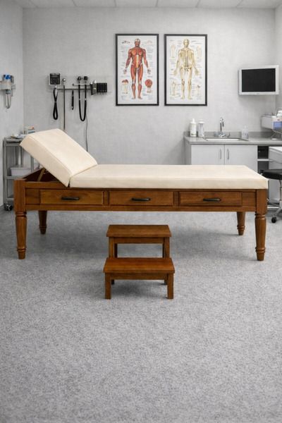 POLOMED SAĞLIK Polomed Ahşap Muayene Masası – 2 Çekmeceli, Çam Ağacı, Medikal...