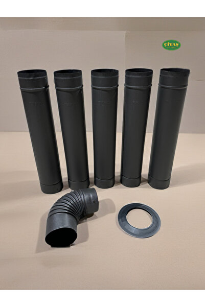 ÇİTAŞ 7 PARÇA SOBA BORU SETİ MAT SİYAH - ANTRASİT (5 TAM BOY - 1 DİRSEK - 1 A...