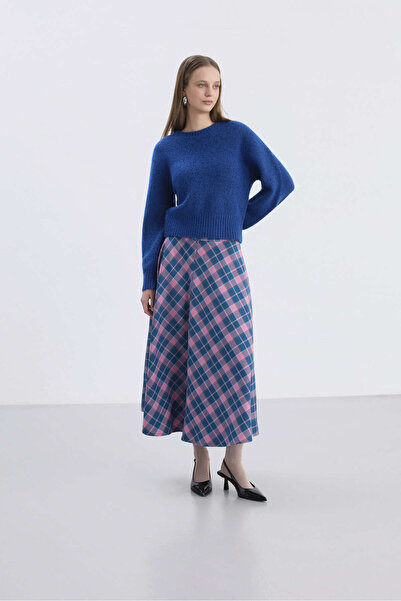 Babushka Pink Plaid Midi Skirt