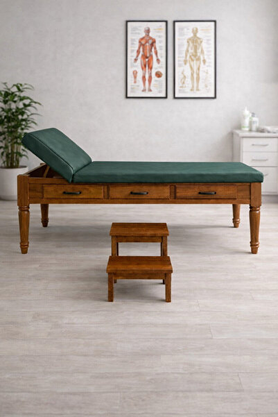 POLOMED SAĞLIK Polomed Ahşap Muayene Masası – 2 Çekmeceli, Çam Ağacı, Hasta M...