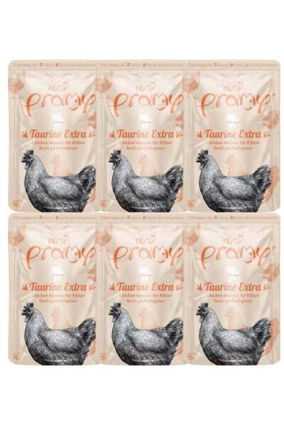 BRAMİA طعام رطب للقطط بنكهة الدجاج للقطط الصغيرة - 6 أكياس وزن كل منها 70 غرامًا