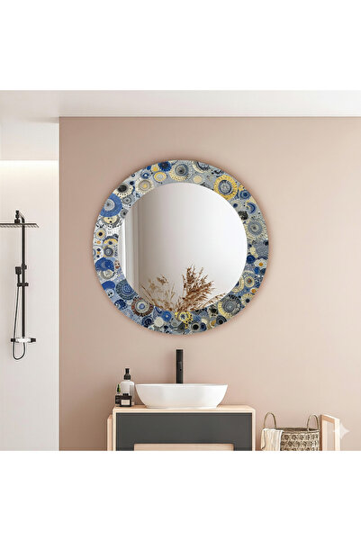 Glit Glass Sanatsal Tasarım Yuvarlak Aynalı Cam Tablo - Antre ve Banyo Duvar ...