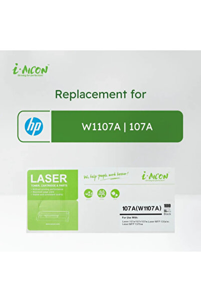I-AICON خرطوشة حبر ليزر متوافقة W1107A 107A أسود 1000 صفحة لطابعات HP 107a 107r 107w MFP 135a 137fnw