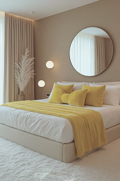 JACA Set of 2 Plush Fleece Fabric Decorative Bed Runner & Inner Filled Bow Pillow Cushion Set