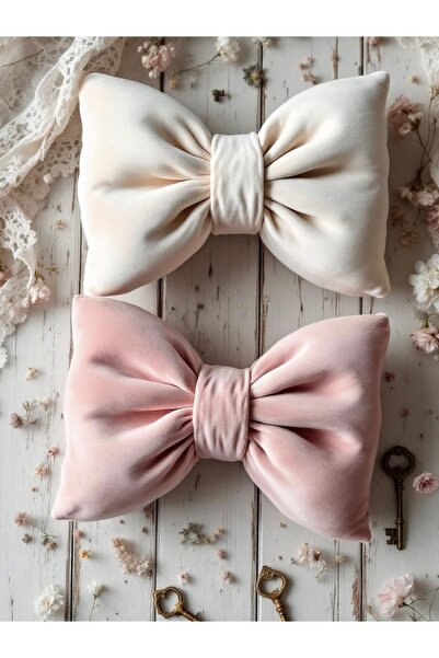JACA Bowknot Appearance Pillow Velvet Soft Fabric Inner Filled Pillow Throw P...
