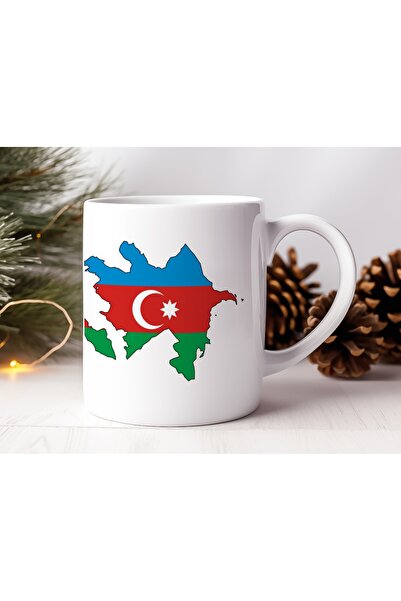 Beramussa Azerbaijan Map Blue Red Green Design Mug Cup - Flag Themed Gift