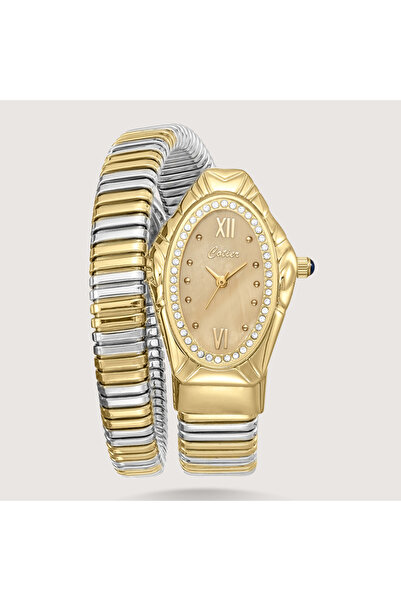 Louis Nice Luna Pearl watch in silver and gold, mother-of-pearl gold dial
