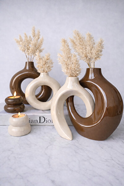 Luthien Brightly Lacquered Ivy Vase, Donut Vase and Candlestick Set
