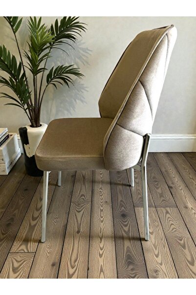 MSY HOME 6 Kişilik Nova White Krom Yönsüz Kumaş Modern Ve Şık Sandalye Takımı