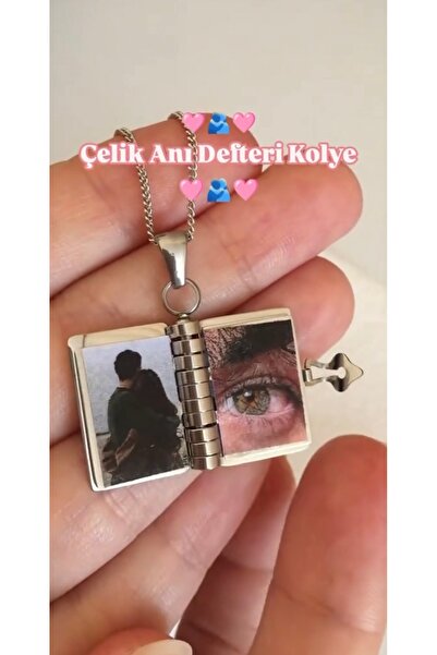TAŞ DEVRİ HEDİYELİK Çelik Anı Defteri Kolye - Sevgili Hediye