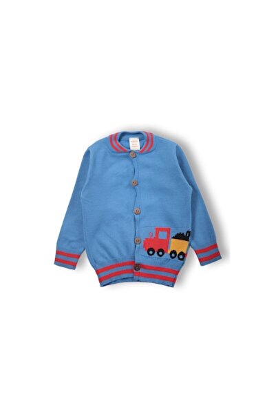 MODJEANS Bomber Jacket for Boys, Blue, Knitted, with Playful Embroidery, 6-12...