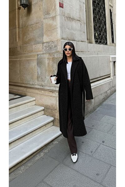 LİBREPRİVE Women's Belted Long Coat Buttoned Oversized Cut Stylish Casual Win...
