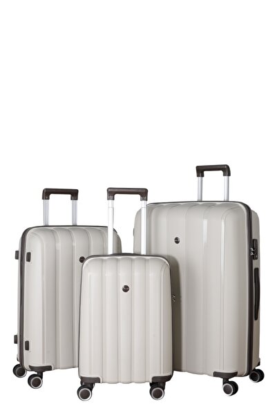 MÇS 305 POLİPROPİLEN KIRILMAZ 3 LÜ VALİZ SETİ BÜYÜK ORTA KABİN