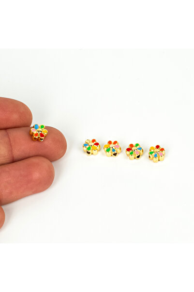 yfhobi 1 Adet - 6 mm Karışık Renk Mineli Papatya Desenli Uç, Charm Uç, Altın ...