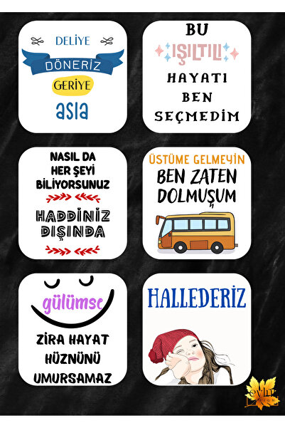 Eylül Design 6 قطع من حاملات الأكواب المربعة المصنوعة من الخشب المضغوط عالي ا...