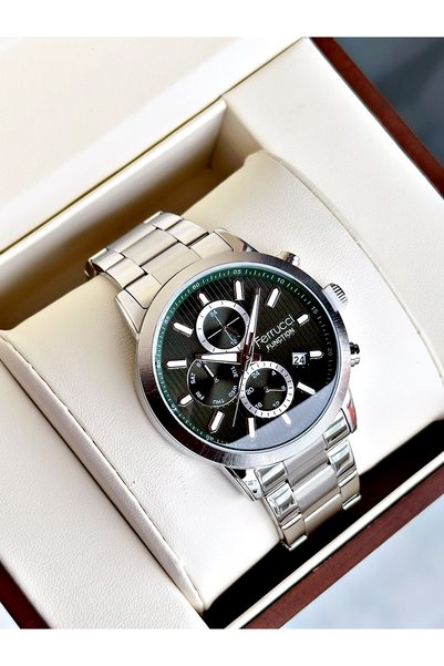 Ferrucci Functional Guaranteed Silver-Green Color Steel Cord Men's Wristwatch
