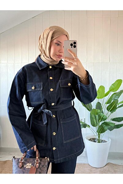 MİREL BUTİK Elite Women's Tie-Up Denim 2-Piece Set Jacket and Pants