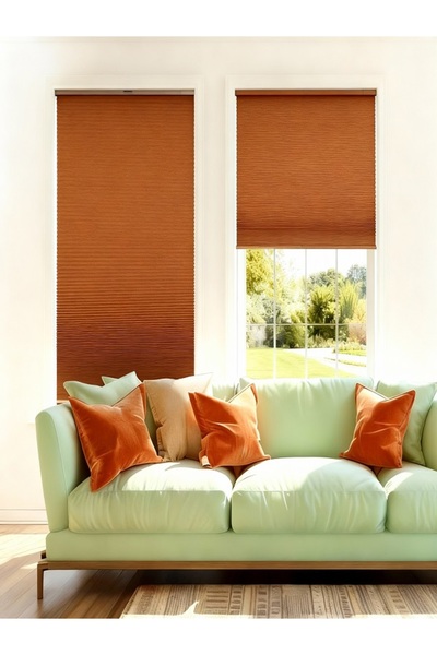 evmiaaplise Kahverengi Katlanır Cam Balkon Plisesi- Ofis Perdesi- Mutfak Perd...